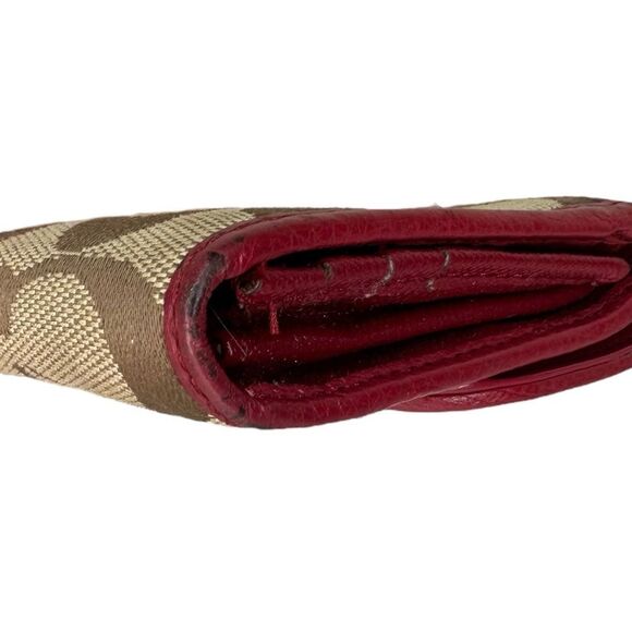 |EUC| COACH Signature C Canvas Red Leather Trim Kisslock Wallet - Picture 7 of 10